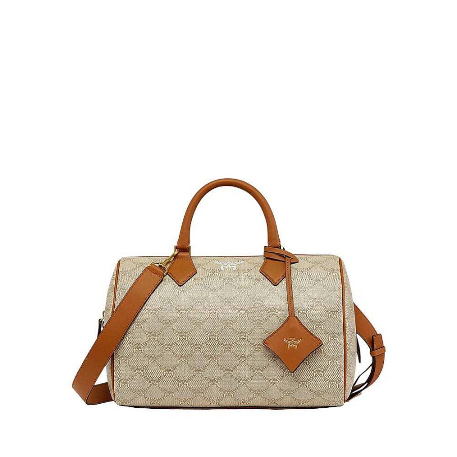 Ladies MCM | Mcm - Handbag Ella Cc Boston S Beige